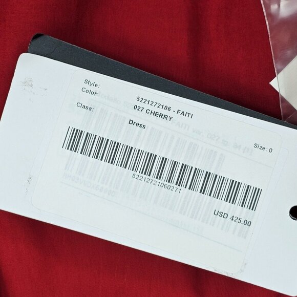 Weekend Max Mara Dress 0 Faiti Cherry Red Cotton A-Line Pockets Belt Zipper FLAW - Picture 14 of 16